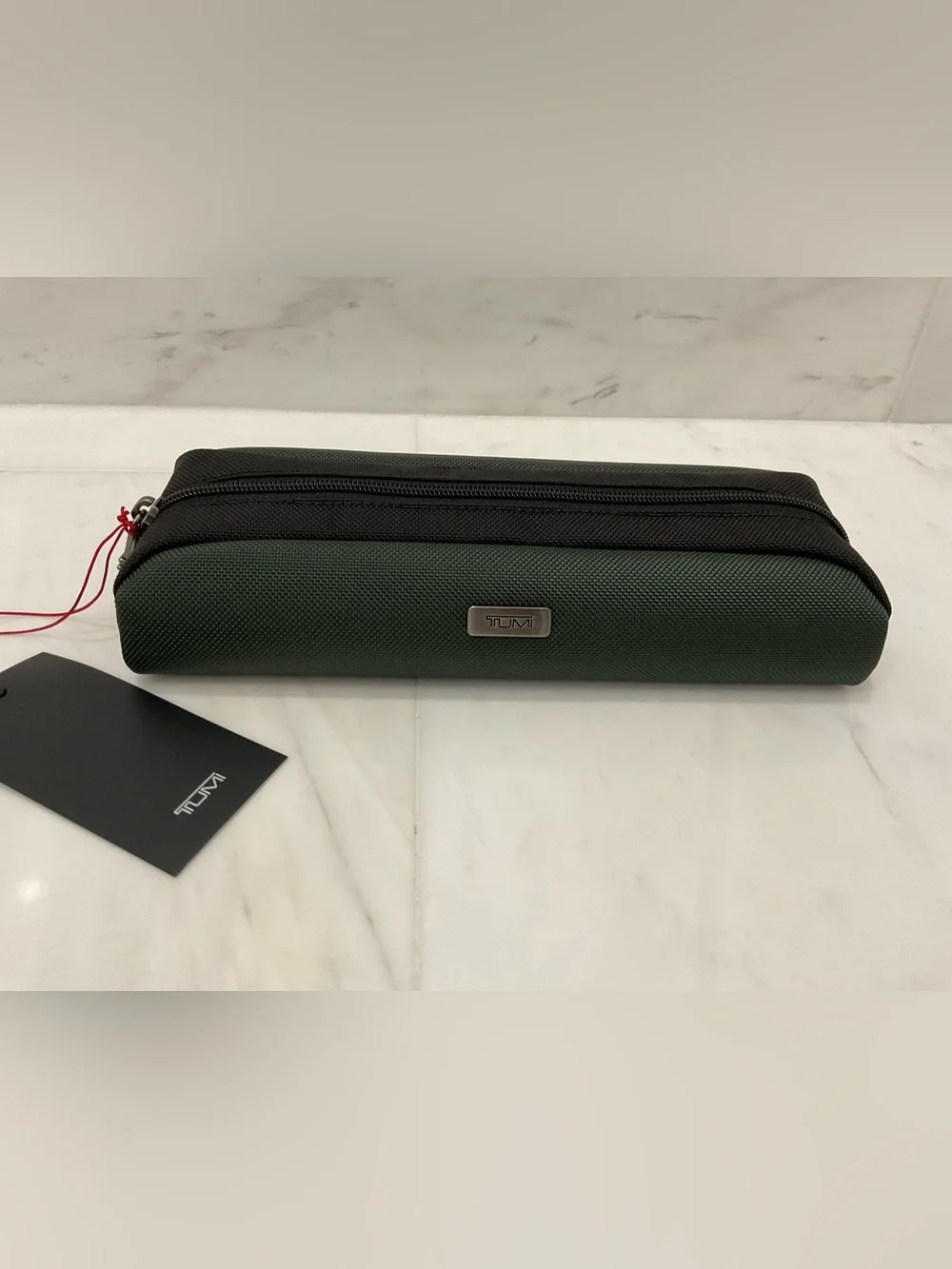 NEW - TUMI Zippered Ballistic Nylon Pencil Case - Cord Pouch - SPRUCE GREEN